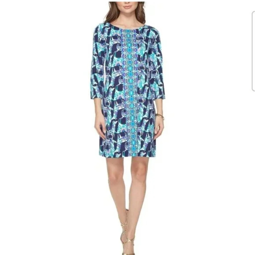 Lilly Pulitzer Bay Mini Dress Alpaca My Bags 3/4 Sleeves Size Large NWOT